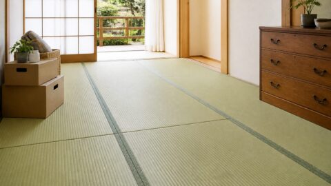 畳替え前に小物を箱へまとめ、作業動線を空けた和室
