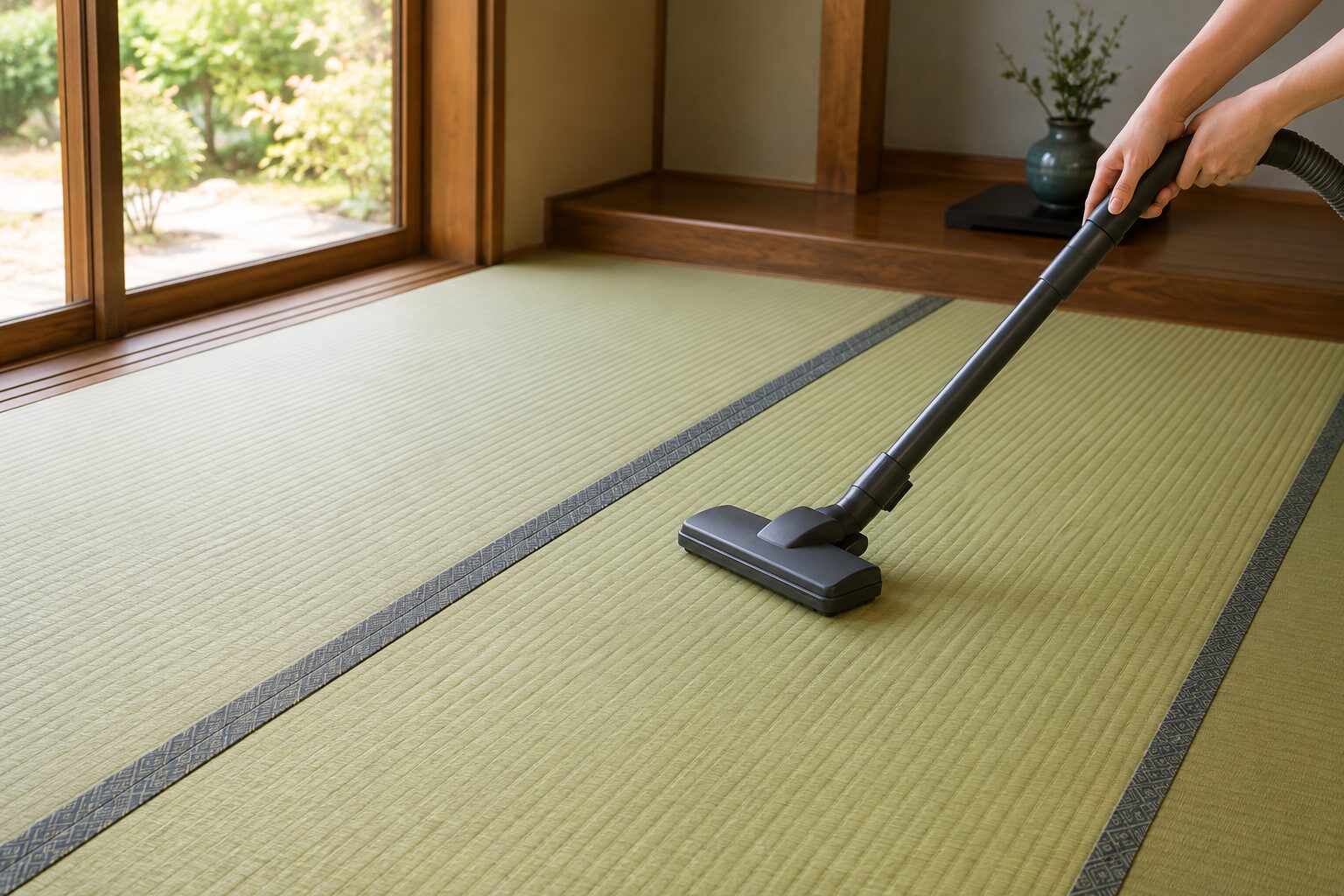 畳の目に沿って掃除するイメージ