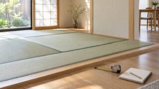 畳スペースと床の高さを確認する採寸準備のイメージ
